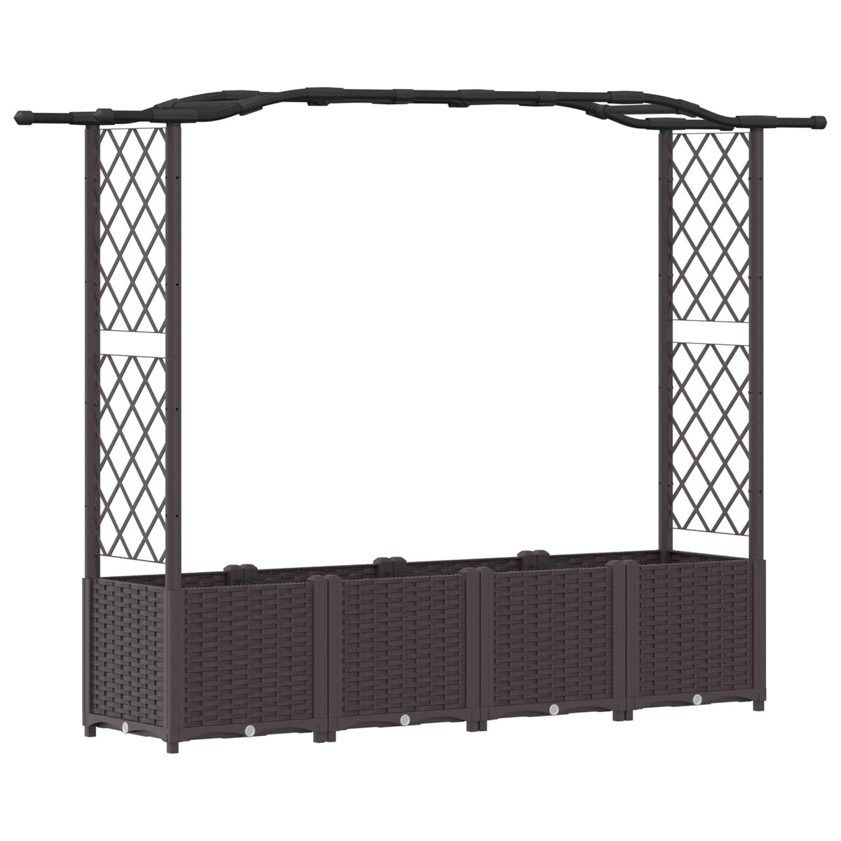 Cama Elevada Con Trellis Y Techo Marrón 204 X 40 X 138 Cm Pp_0