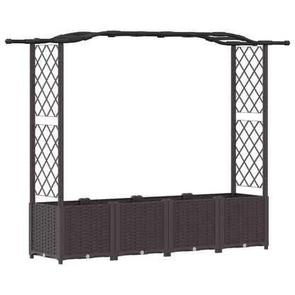 Cama Elevada Con Trellis Y Techo Marrón 204 X 40 X 138 Cm Pp_0