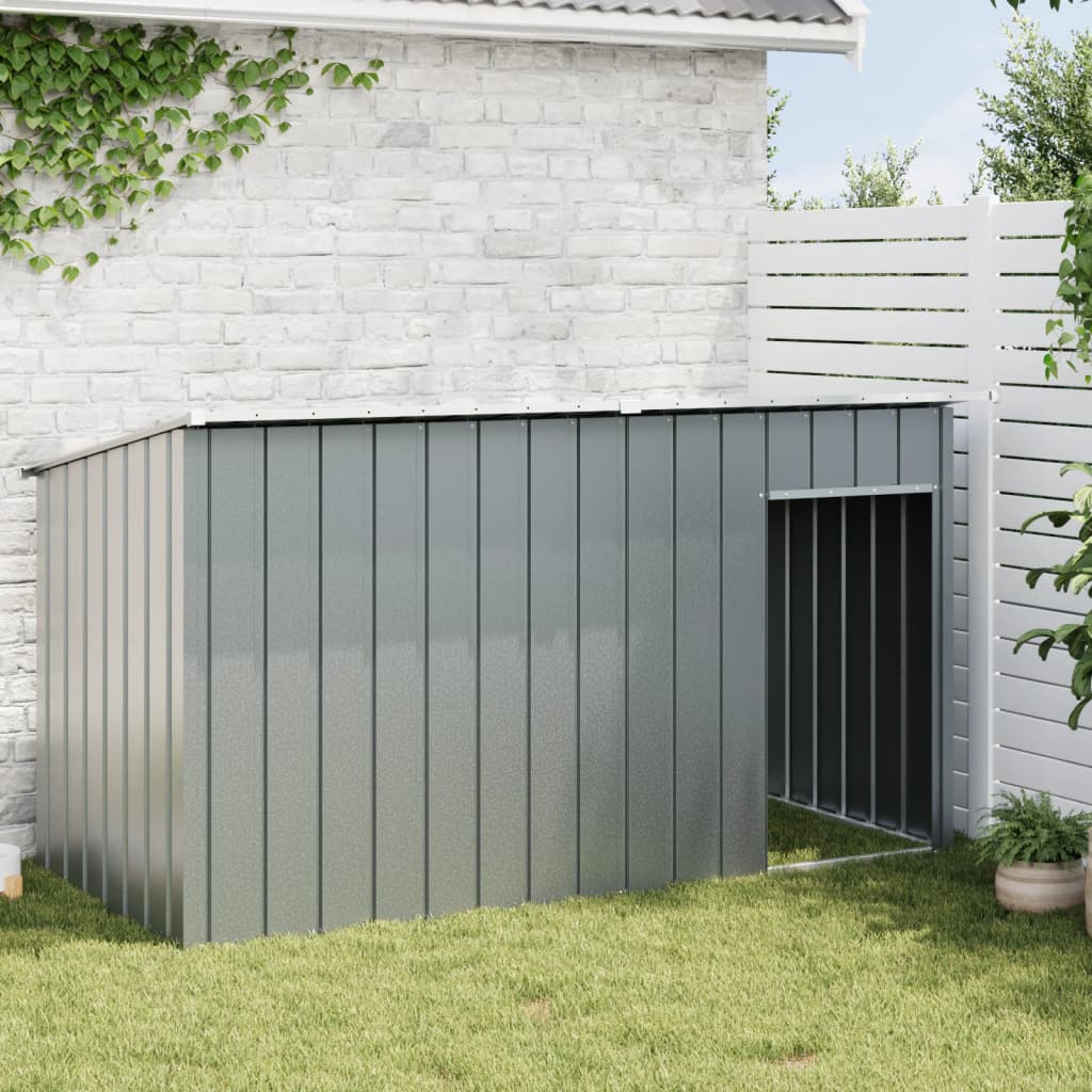 Caseta Perros Con Tejado Acero Galvanizado Gris 196x91x110 Cm_2