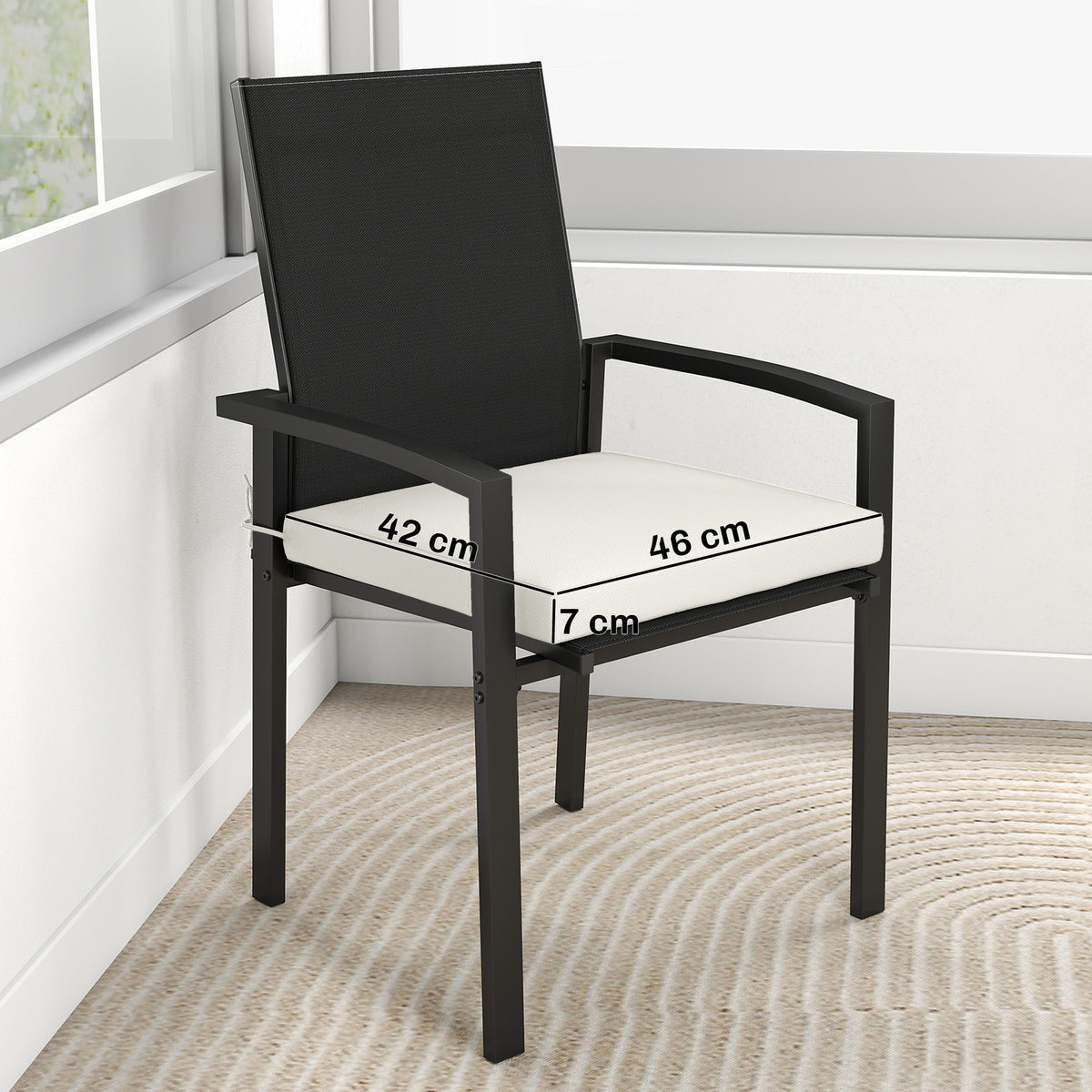 Outsunny Juego De Cojines Para Sillas De Comedor De 6 Piezas 46x42x7 Cm Crema_2