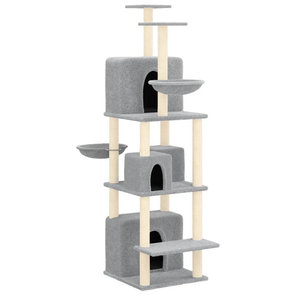 Vidaxl Rascador Para Gatos Con Postes De Sisal Gris Claro 180 Cm_0