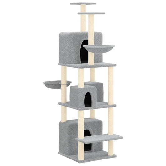 Vidaxl Rascador Para Gatos Con Postes De Sisal Gris Claro 180 Cm_0