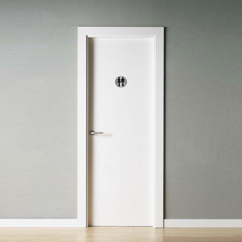 Placa Adhesiva Baño Mujer / Hombre Acero Inoxidable Ø 7 Cm._2
