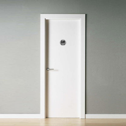 Placa Adhesiva Baño Mujer / Hombre Acero Inoxidable Ø 7 Cm._2