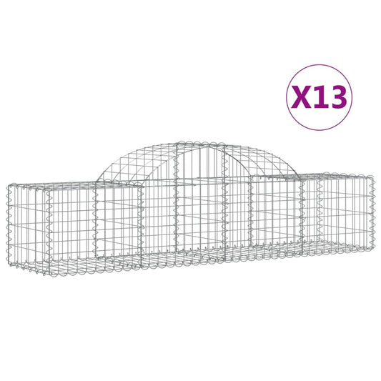 Cestas De Gaviones 13 Uds Forma De Arco Hierro 200x50x40/60 Cm_0