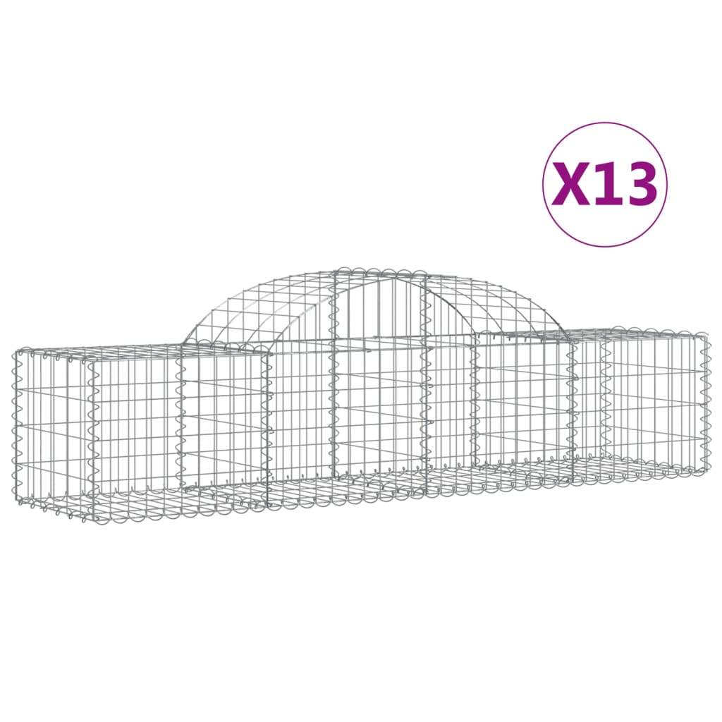 Cestas De Gaviones 13 Uds Forma De Arco Hierro 200x50x40/60 Cm_0