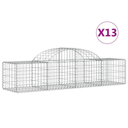 Cestas De Gaviones 13 Uds Forma De Arco Hierro 200x50x40/60 Cm_0