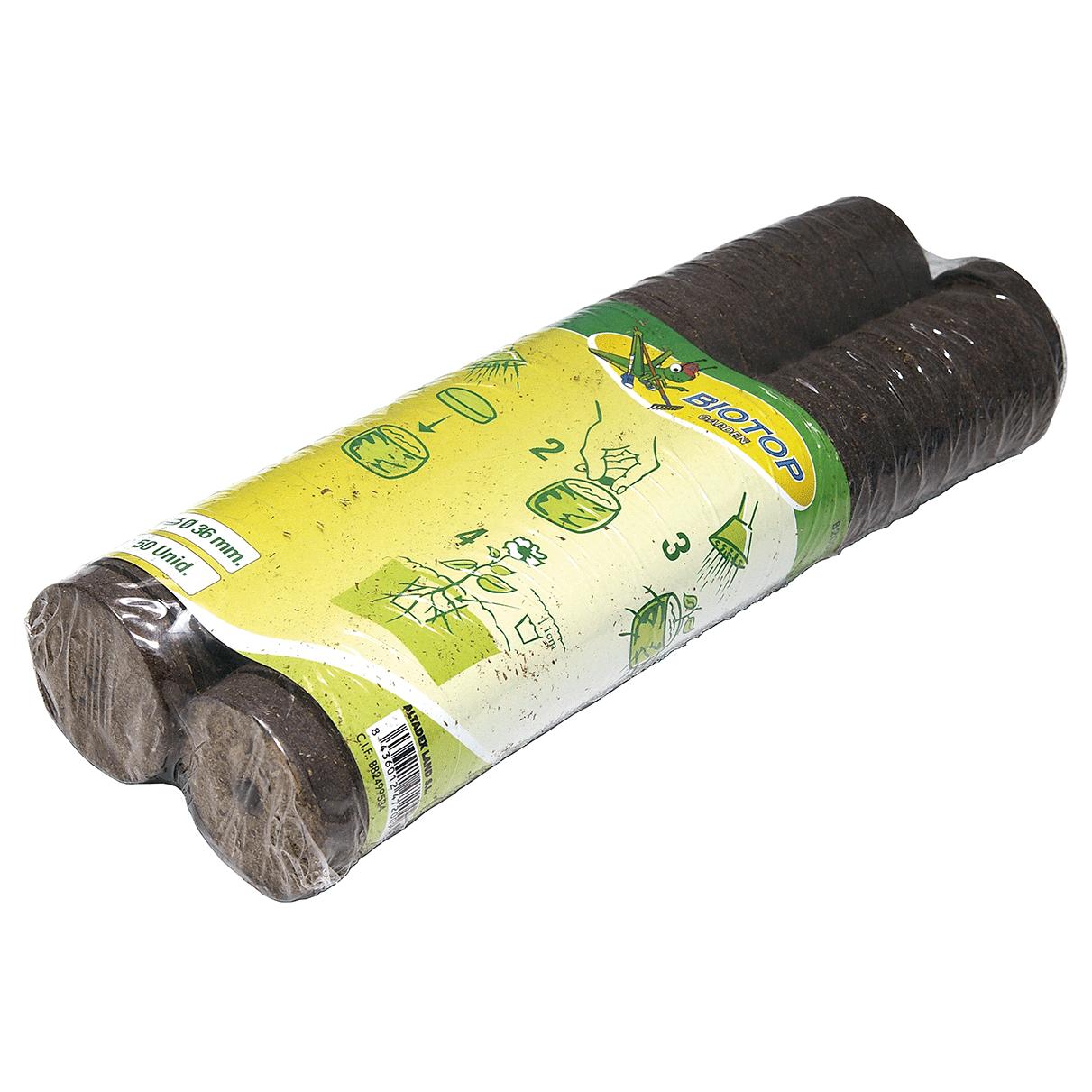 Pellets de turfa prensada para canteiros, embalagem de 50 unidades