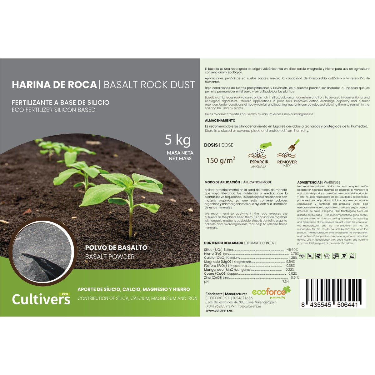 Harina De Roca. Polvo De Basalto Cultivers 1 Kg_3
