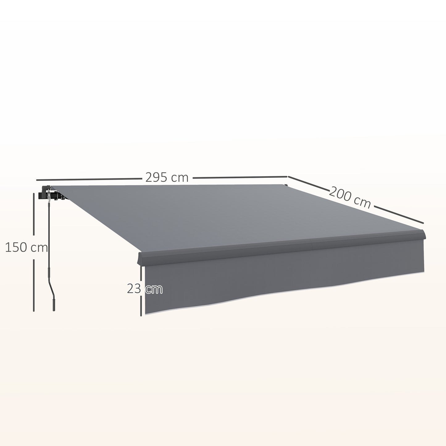 Outsunny Toldo Manual Retráctil 3x2 M Ajustable Con Manivela Protección Uv50+_2