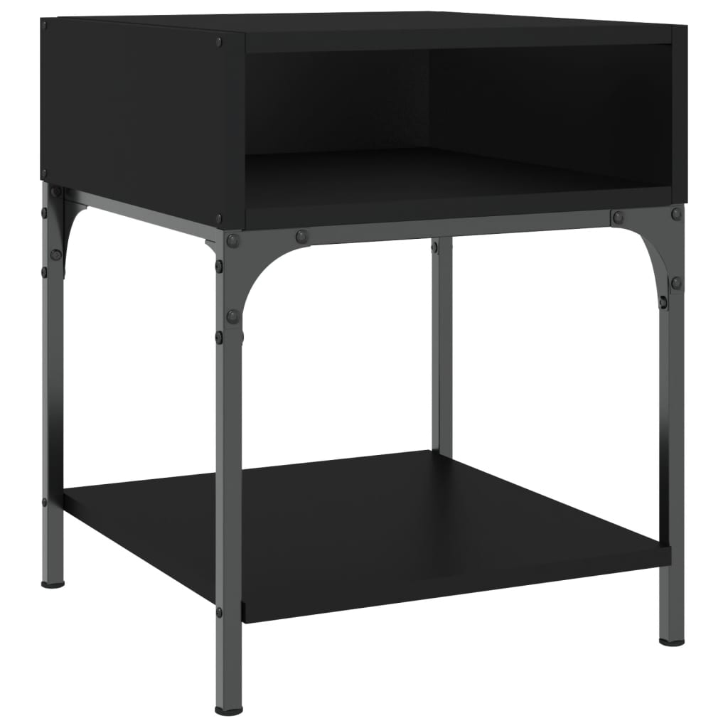 Mesita De Noche Madera De Ingeniería Negro 40x41x50 Cm_0