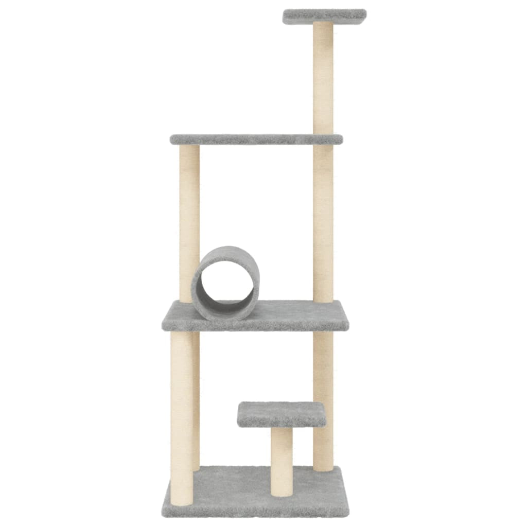 Vidaxl Rascador Para Gatos Con Postes De Sisal Gris Claro 136 Cm_3