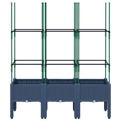 Jardinera Con Enrejado Pp Azul Gris 120x40x142,5 Cm_2