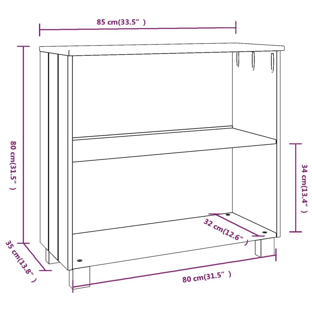 Aparador Hamar Madera Maciza De Pino Gris Claro 85x35x80 Cm / Vetonek_4