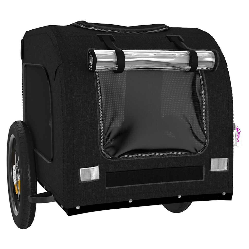 Remolque De Bicicleta Mascotas Hierro Tela Oxford Negro_4