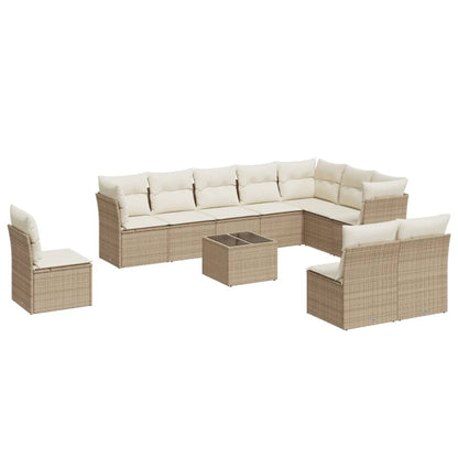 Set De Sofás De Jardín 11pzas Con Cojines Ratán Sintético Beige / Vetonek_1