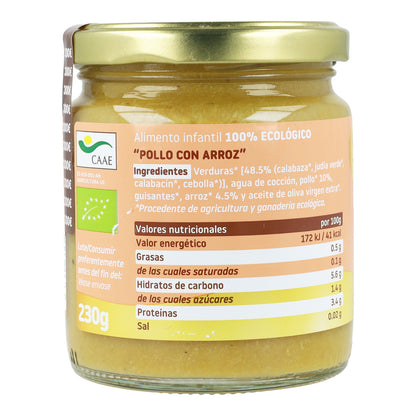 Embalagem de 2 frascos Smileat Orgânicos Dourados de Frango com Arroz +6 Meses, 230g