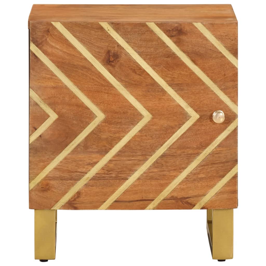 Mesitas De Noche 2 Uds Madera Maciza De Mango Marrón Y Negro_3