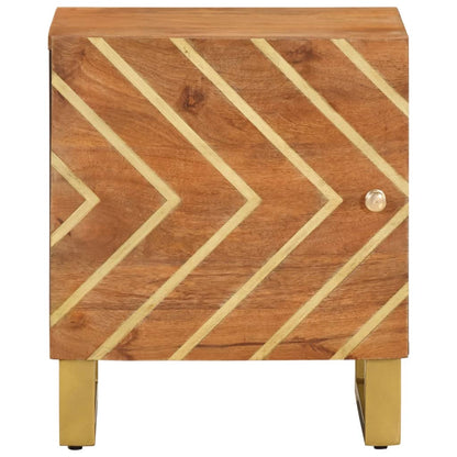 Mesitas De Noche 2 Uds Madera Maciza De Mango Marrón Y Negro_3