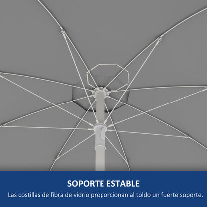 Outsunny Sombrilla De Playa Ø175x205 Cm Con 2 Portavasos Apertura Manual Azul_5