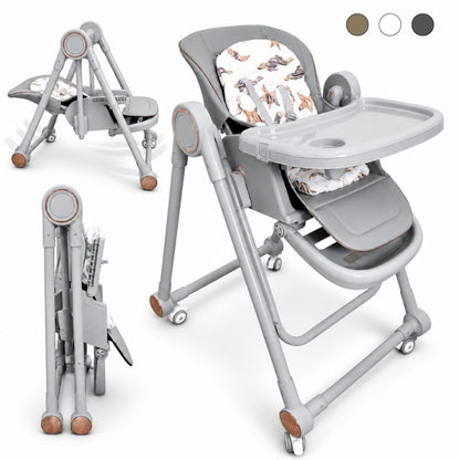 Trona Gris Evolutiva 3 En 1 , Plegable Y Portátil, Reposapiés , Respaldo Y Bandeja Bathby_0