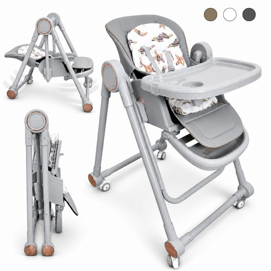 Trona Gris Evolutiva 3 En 1 , Plegable Y Portátil, Reposapiés , Respaldo Y Bandeja Bathby_0