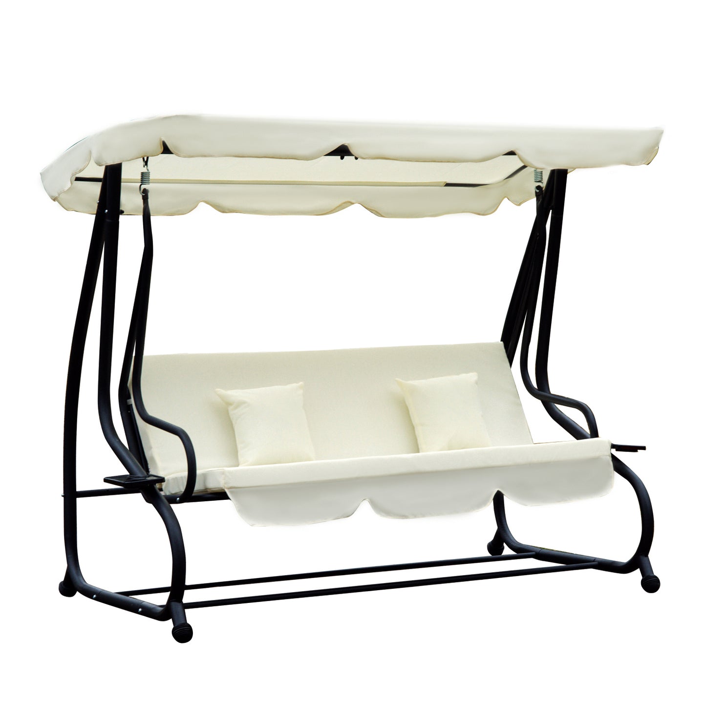 Outsunny Columpio Balancín Jardín Convertible En Cama Techo Ajustable Beige_0