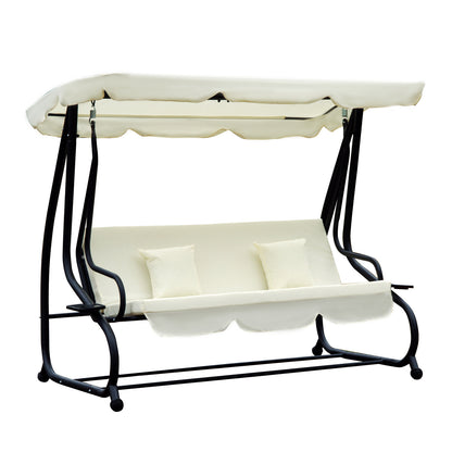 Outsunny Columpio Balancín Jardín Convertible En Cama Techo Ajustable Beige_0