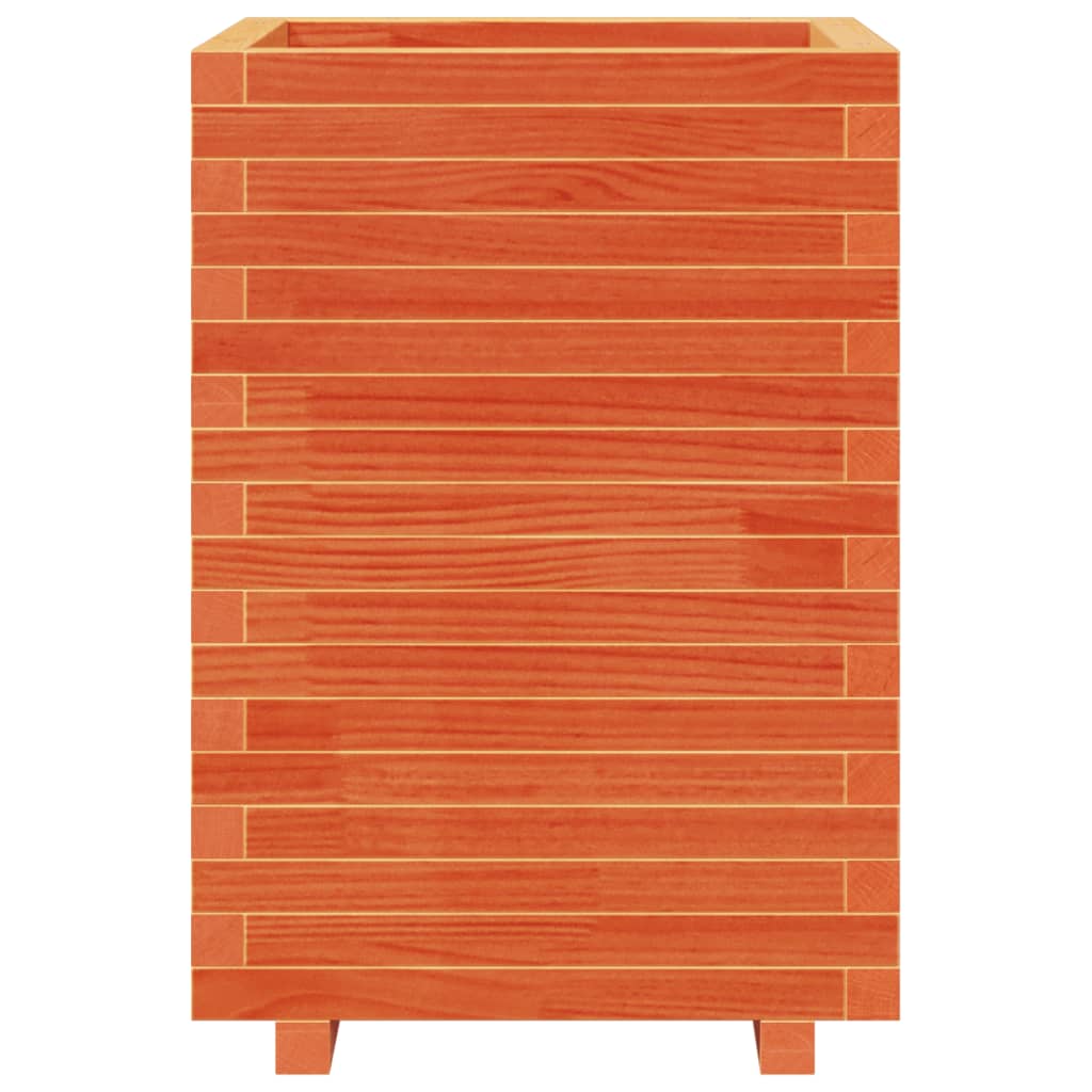 Jardinera Madera Maciza De Pino Marrón Cera 50x50x72,5 Cm_4