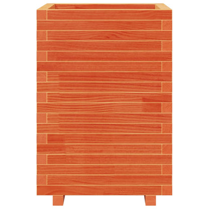 Jardinera Madera Maciza De Pino Marrón Cera 50x50x72,5 Cm_4
