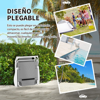 Outsunny Tumbona Plegable De Jardín Exterior Con Respaldo Ajustable Gris_5