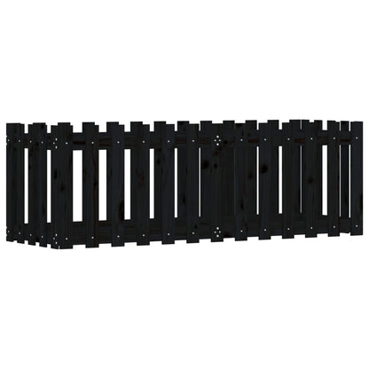 Arriate Elevado Jardín Con Valla Madera Pino Negro 150x50x50cm_0