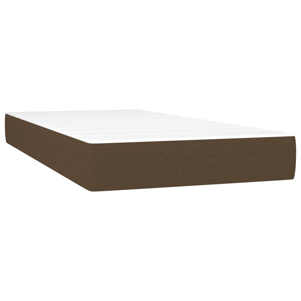 Cama Box Spring Con Colchón Led Tela Marrón Oscuro 90x190 Cm / Vetonek_4