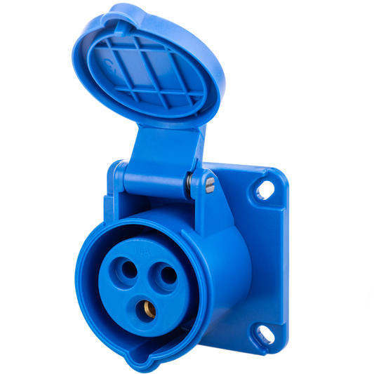 Base De Enchufe Industrial Cetac Hembra 2p+t 16a 250v Ip44 Para Empotrar_0