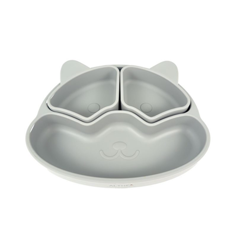 Plato Con Divisiones Extraíbles Y Forma De Perrito - Gris Perla._0