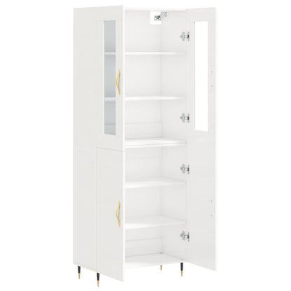 Aparador Alto Madera Contrachapada Blanco Brillo 69,5x34x180 Cm_3