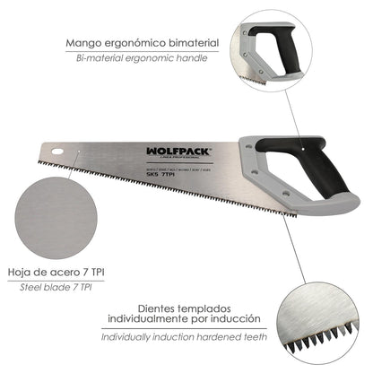 Serrucho Carpintero Bimaterial 350 Mm. / 14 Acero Sk5 Triple Afilado Sierra Carpintero, Serrucho Carpinteria, Sierra Costilla_3