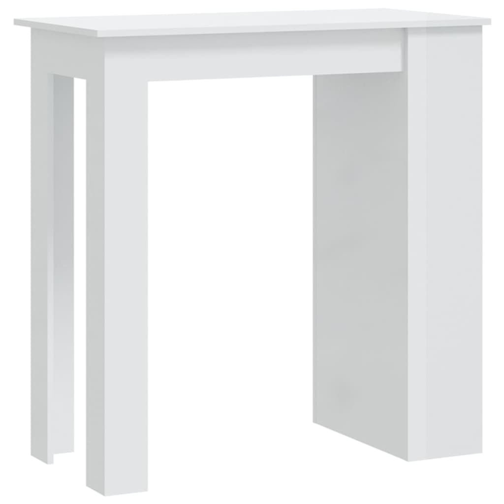 Mesa Bar Con Estante Almacenaje Blanco Brillo 102x50x103,5 Cm_0