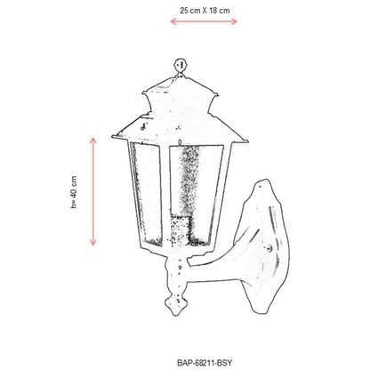 Aplique De Pared Para Exterior, Abs , Negro, 25x18x40, Casquillo E 27 Max 60 W