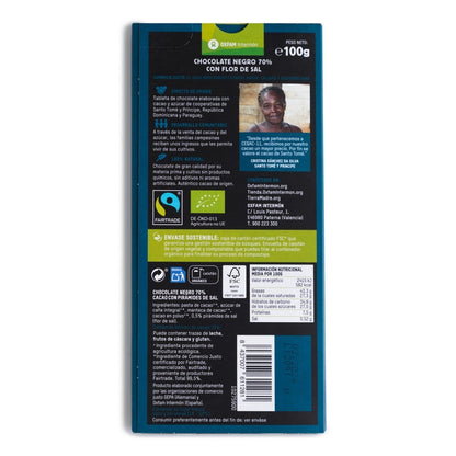 Tableta Chocolate Negro 70% Flor De Sal Bio Tierra Madre 100 g