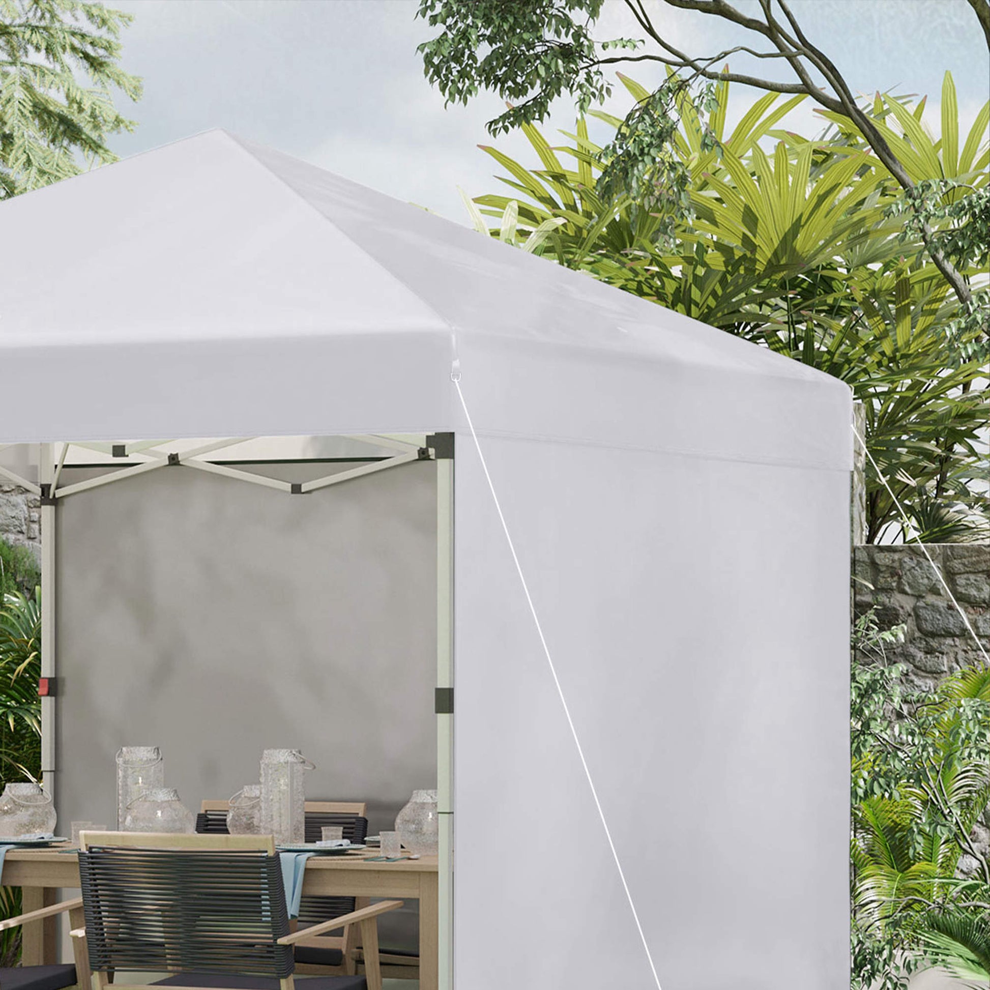 Outsunny Carpa Plegable 3x3 M Con Altura Ajustable Y Bolsa De Transporte Blanco_3