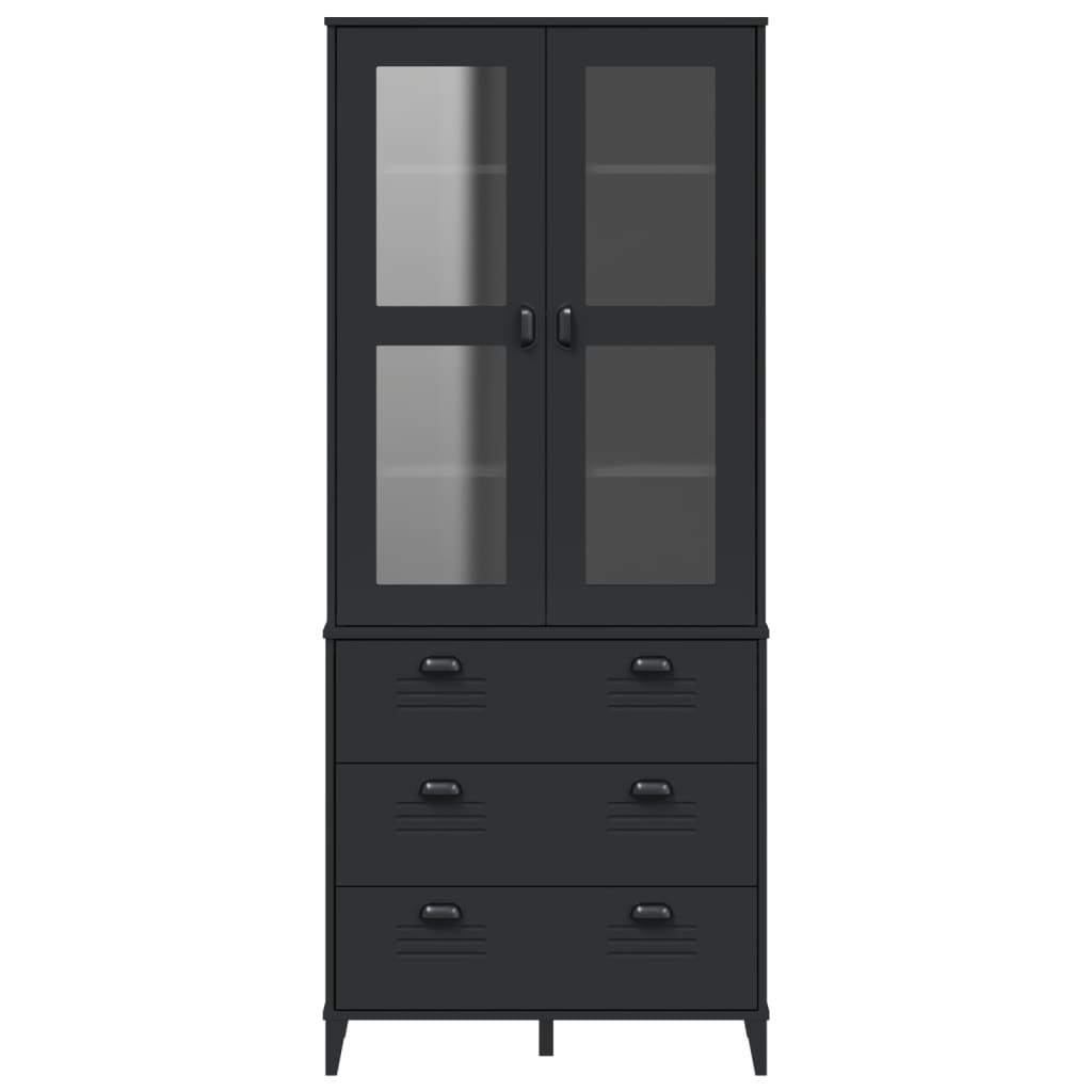 Aparador Alto Viken Madera Maciza De Pino Negro 80x40x190 Cm / Vetonek_3