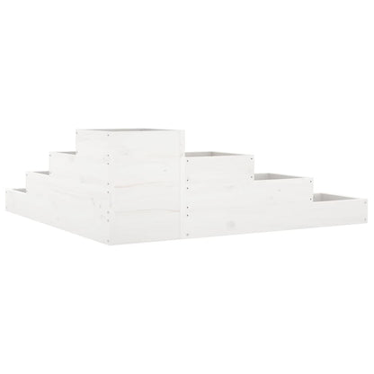 Jardinera 4 Niveles Madera Maciza Pino Blanca 106x104,5x36 Cm_5