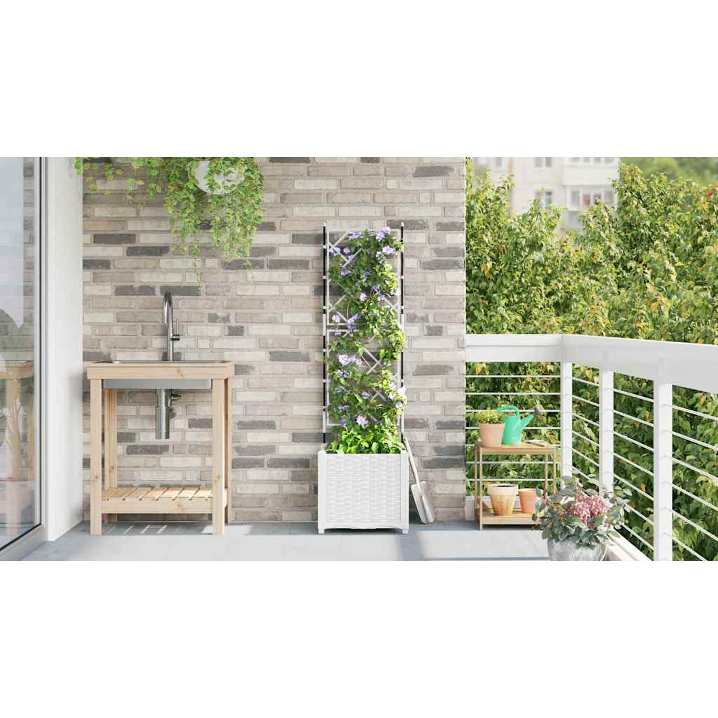 Vidaxl Maceta De Jardín Con Enrejado Blanco 40 X 40 X 143 Cm Pp_3