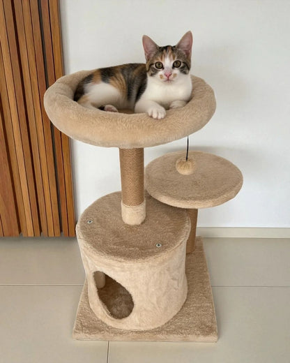 Cama Árbol Para Gatos Nácar Con Base De Madera Maciza Y Diseño Ligero Althea Living 30x30x61.5cm_2