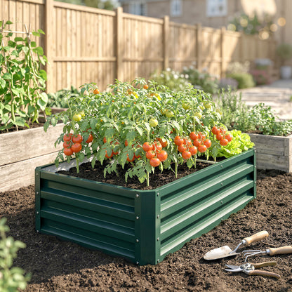 Outsunny Jardinera Elevada Rectangular De Acero Galvanizado 120x60x30,5 Cm Verde_3