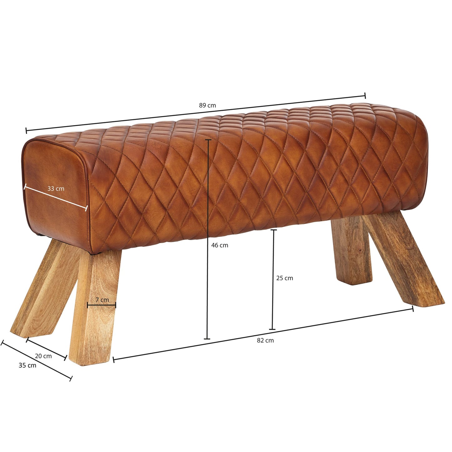 Banco Cuero Y Madera Maciza 89x46x35 Cm_3