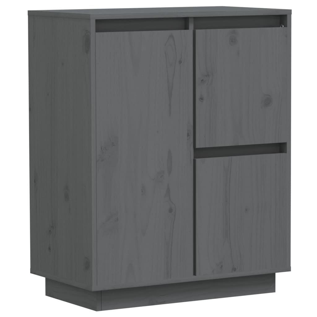 Aparador De Madera Maciza De Pino Gris 60x34x75 Cm_1