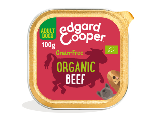 Tarrina de comida para perros con ternera orgánica sin cereales | Edgard & Cooper 100 g
