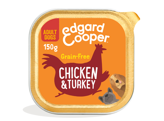 Tarrina de comida para perros con pollo y pavo sin cereales | Edgard & Cooper 150 g